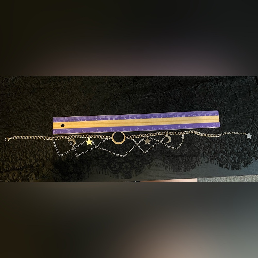 Stars and Moon laced choker necklace
